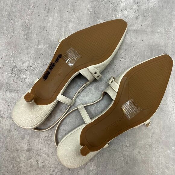 Kenneth Cole Ivory Martha Eyelet Slingback Kitten Heels Womens Size 8M - Picture 7 of 10